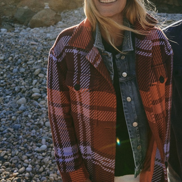 Outerknown Cloud Weave Shirt Jacket in Addison Plaid NWT - Picture 2 of 11